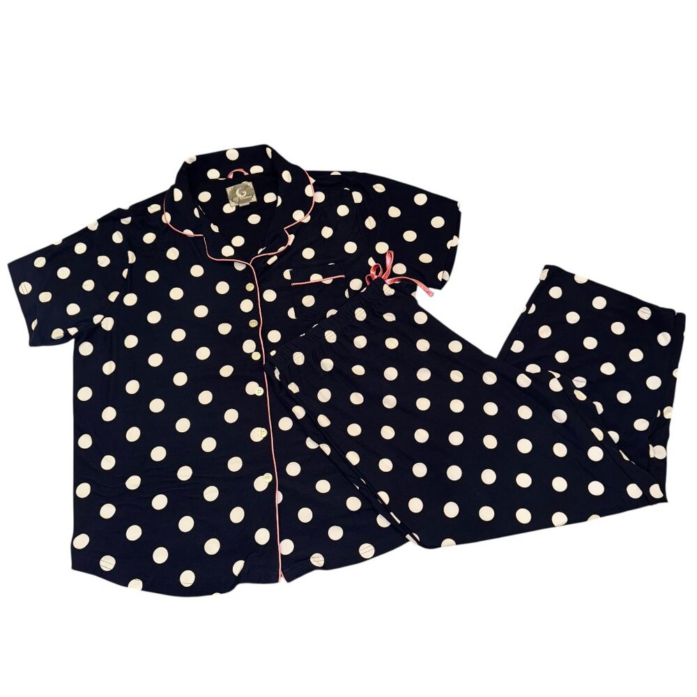 PJ Couture Navy Blue & White Polka Dots Pajamas Size 3X